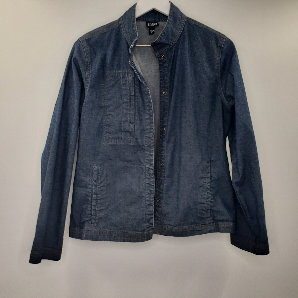 Eileen Fisher Denim Jacket Lagenlook Snap Buttons Blue